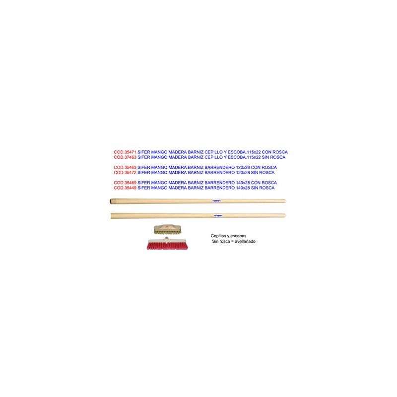 Image of Manico in Legno Sifer con Vernice e Filetto 115x22 per Scopa e Scopa