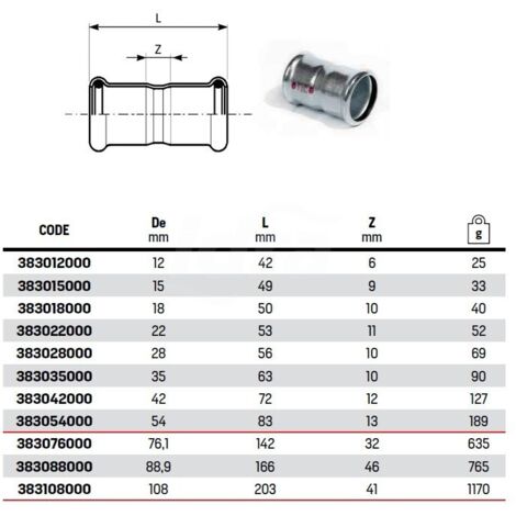 Manicotto ø15 a pressare 383015000