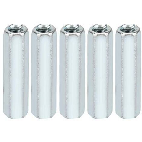 Manicotto M6 da 40 mm, 5 pezzi, dado esagonale lungo, con gambo esagonale, distanziatore, dado a presa, elementi di fissaggio filettati (M6 x 40 mm)