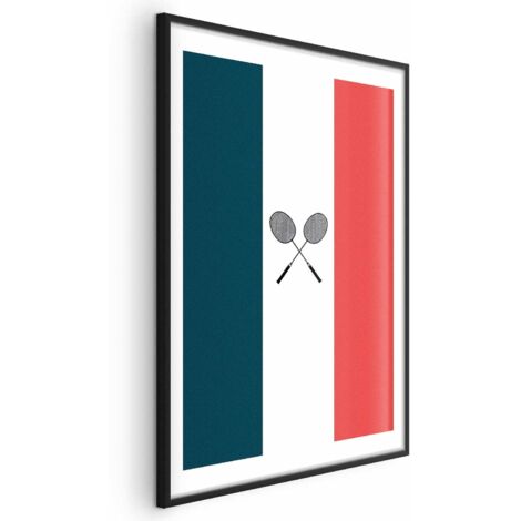 Manifesto - Bandiere francesi e racchette da badminton nere
