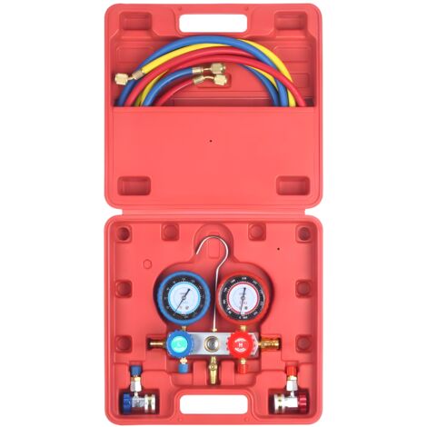 Equipement Express Sicoba – Manifold frigoriste voiture testeur climatisation 2 voies – Raccords rapides R134a – Manomètres 80mm – Mallette de transport incluse