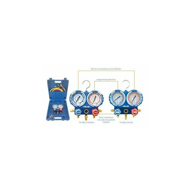 DSC - Coffret manomètre 2 voies manifold pr r407-r410a-r32 - Teddington