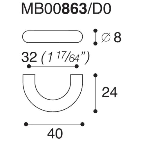 MANIGLIA 863 D MM.32 NICHEL SATINATO