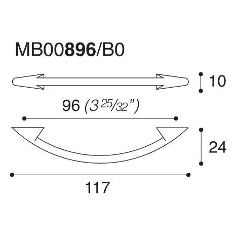 MANIGLIA 896 C MM.96 CROMO SATINATO