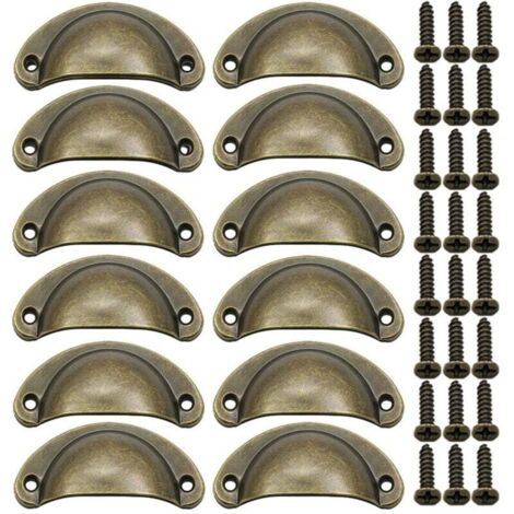 Maniglia a conchiglia Maniglia per mobili vintage 12 pezzi, bronzo