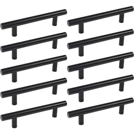 Maniglia a T per porta da cucina in acciaio inossidabile nero da 160 mm, 10 pezzi