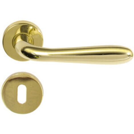 MANIGLIA ALLUMINIO AGNONE CON BOCCHETTA ORO- 2,0 pz