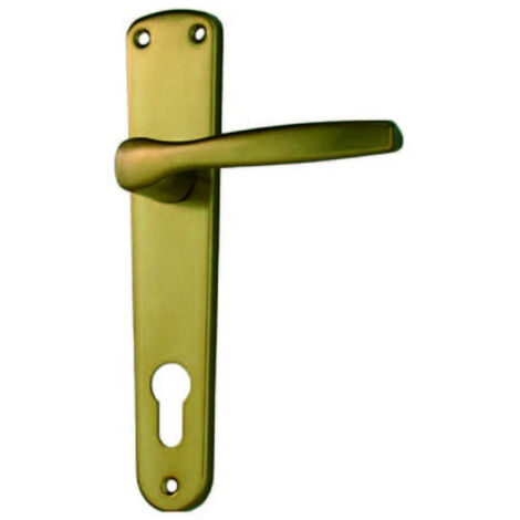 Maniglia alu con placca in alluminio bronzato foro yale