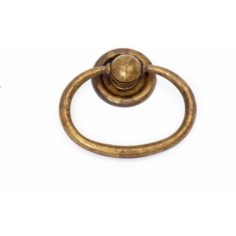 Image of Cfadda - Maniglia tonda con anello ovale patinato antico 44 x 42 mm