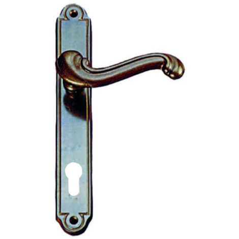 Maniglia barocco con placca in ottone foro yale - mm.90 - 4 pa