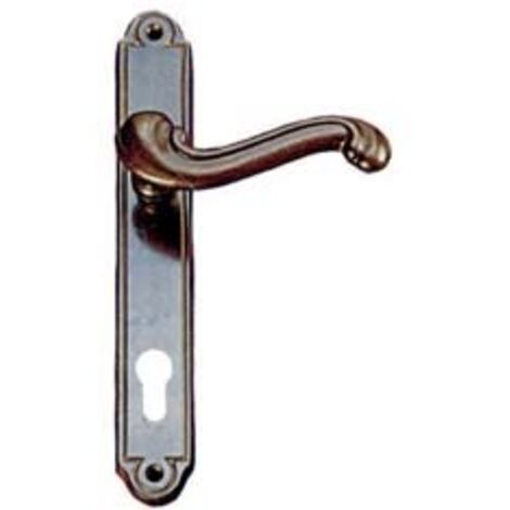 MANIGLIA BAROCCO CON PLACCA IN OTTONE FORO YALE- - mm.90 - 4 paio