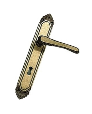 Image of Maniglia per Porta con Placca in ottone Bronzato mod. Export