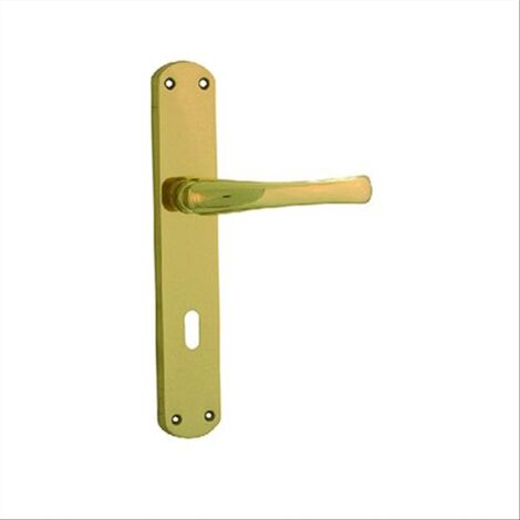 Maniglia "Capri" con Placca in Ottone e Finitura Lucida ed Elegante -Q 8 x 70