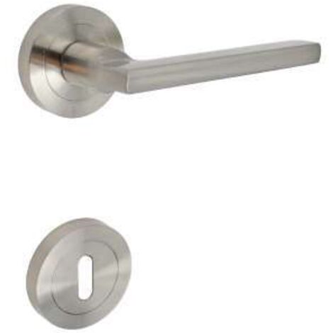 Maniglia Chicca Con Rosette Patent Alluminio Nichelato Satinato