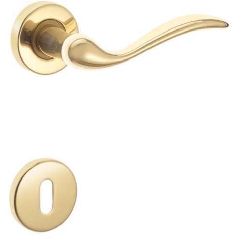 MANIGLIA CLASSICA CURVA PATENT OTTONE LUCIDO CON R