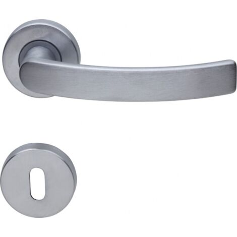 Maniglia con Rosetta per Porta in Ottone Satinato Cromato modello Idea 1 Coppia