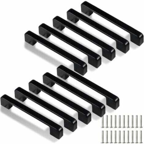 Maniglia da cucina da 128 mm, 10 maniglie nere per ante, cassetti e armadietti (viti incluse)