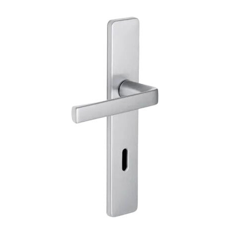 VACHETTE della porta Kasa con piastra argentata, interasse 195 mm, chiave L