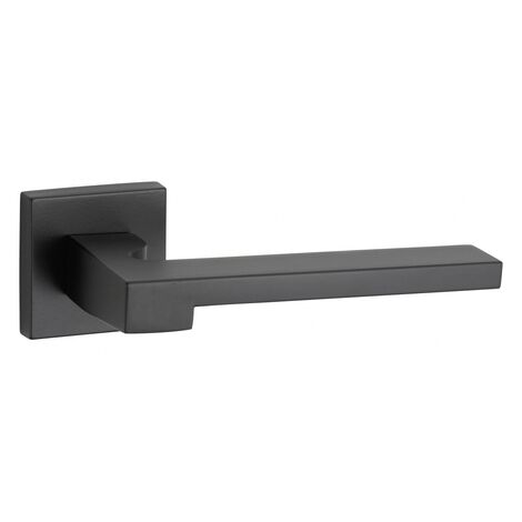 Maniglia di design Ginevra, per porta, su rosetta quadrata, nero mat - FROSIO BORTOLO
