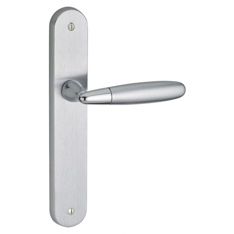 Maniglia di design Mirella 2, per porta, piastra senza foro, cromo lucido e satinato - FROSIO BORTOLO