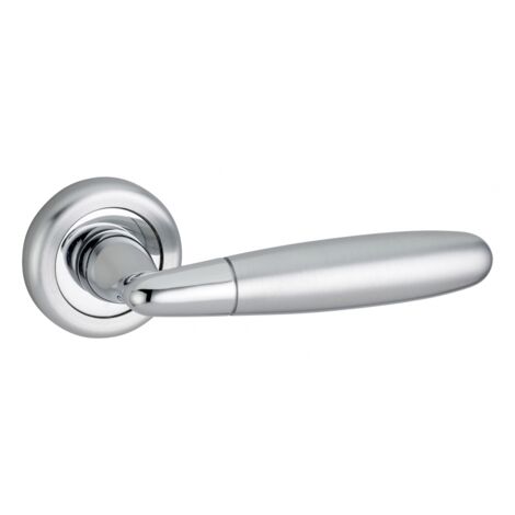 Maniglia di design Mirella, per porta, su rosetta tonda, cromo lucido e satinato - FROSIO BORTOLO