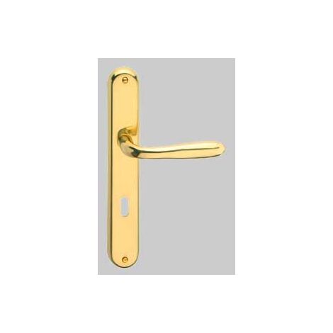 Maniglia 'goccia' con placca  bronzo graffiato lucido