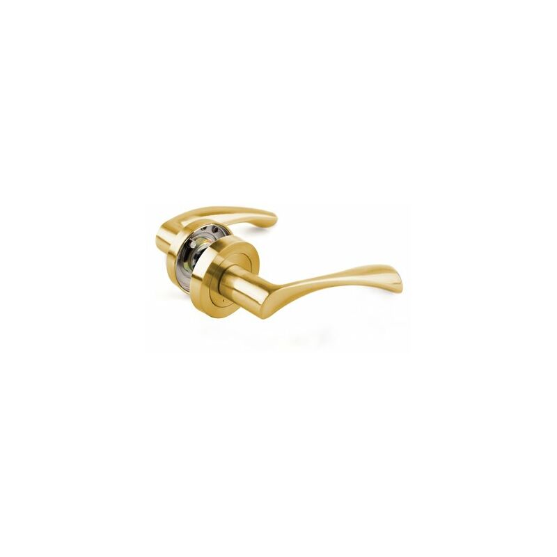 Image of Handlock - Maniglia in alluminio con rosetta 50mm maniglia curva oro lucido