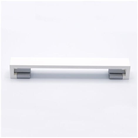 Maniglia laccata bianca con inserti effetto vetro satinato 205x24x28mm - 037B Omega