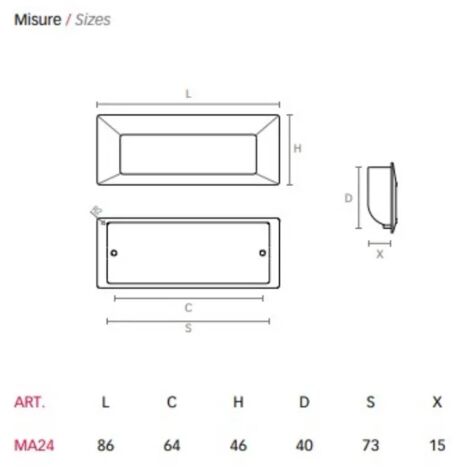MANIGLIA MA24 INCASSO CROMO  MM.86