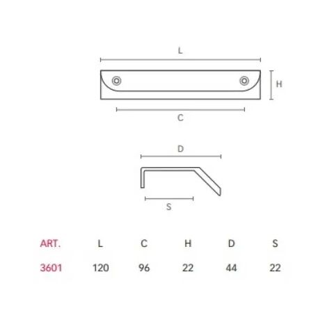 MANIGLIA MITAL 3601 CROMO SATINATO MM.120X44X22