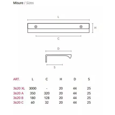 MANIGLIA MITAL 3620 ARGENTO  MM. 32 ARGENTO