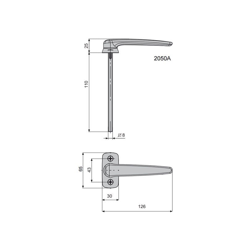 Fapim - Maniglia a leva semplice a sporgenza