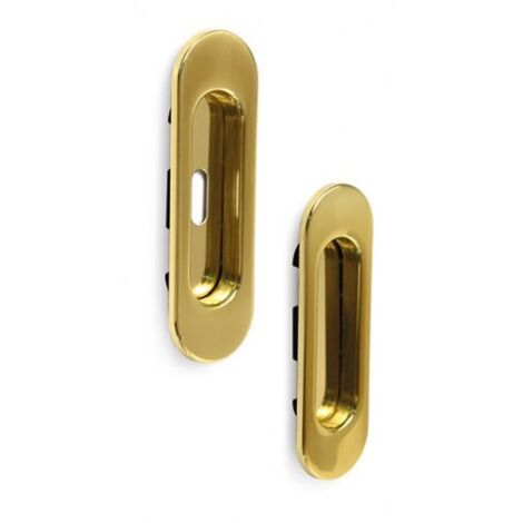 Maniglia Ovale Per Porte Scorrovole Placca Cieca e Senza Foro Ottone Oro