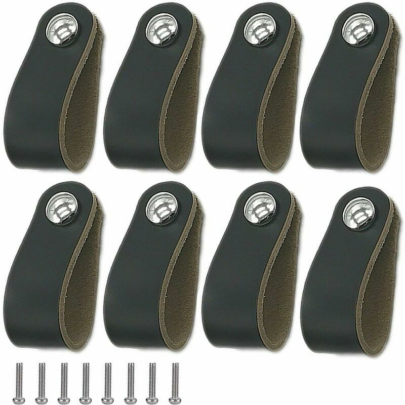 FVO - Maniglia per armadio in pelle nera Maniglia