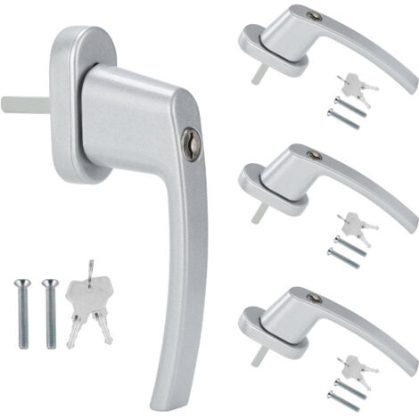 Maniglia per finestra 4X Maniglia per finestra in alluminio Set Maniglia per finestra di sicurezza con serratura Maniglia Argento