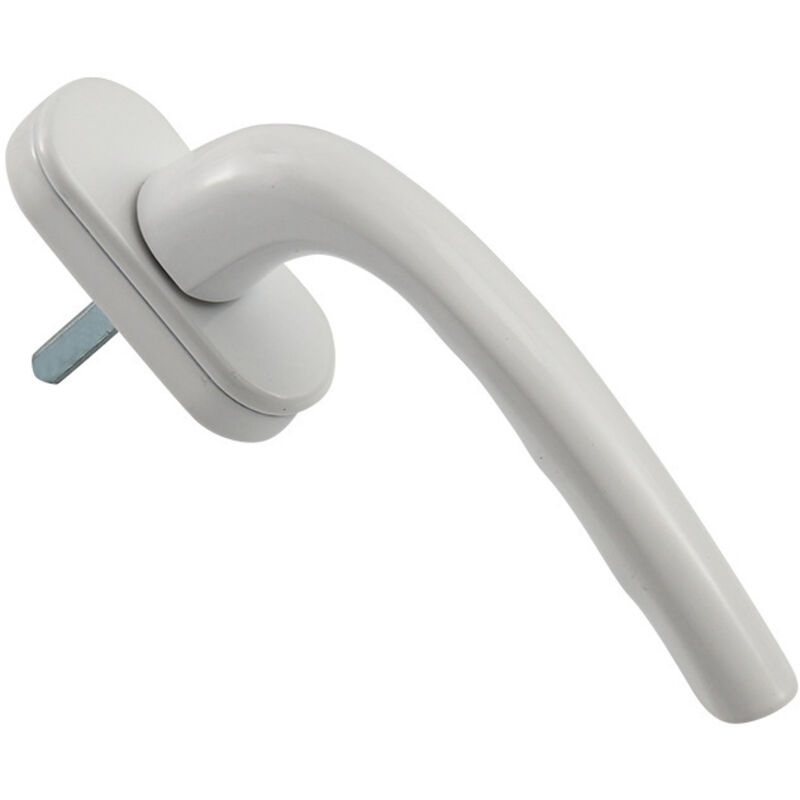 Maniglia per finestra in alluminio bianco per finestre a ribalta e a ribalta – intaglio a 90°, interasse 43 mm, perno quadro 7 mm, fissaggio nascosto
