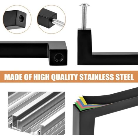 Maniglia per mobile da cucina, interasse fori 128 mm, maniglia per anta del mobile da cucina in acciaio inox nero, set di 10 maniglie per cassetti
