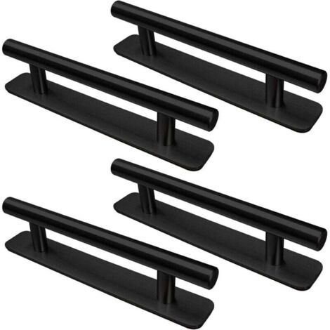 Maniglia per mobili autoadesiva da 4 pezzi, maniglia da cucina in acciaio inossidabile da 128 mm, non richiede foratura, per mobili, cucine, porte scorrevoli, portefinestre (nero)