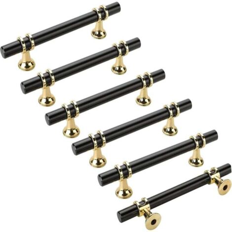 Maniglia per mobili da cucina Maniglia per mobili nera - Maniglia nera per mobili, distanza dal centro della maniglia 96 mm, nera 6 pezzi