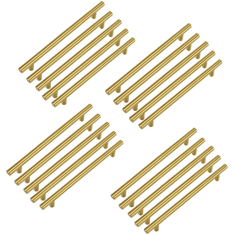 Image of Maniglia per mobili in oro da 20 pezzi Maniglia per armadio da cucina Maniglia in ottone da 128 mm Maniglia per cassetto in ottone Maniglia da cucina