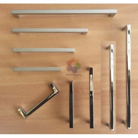 MANIGLIA PER MOBILI MANIGLIE MANIGLIETTE QUADRATE ACCIAIO LUCIDO  SATINATO 96 12 - Colore: Cromo Sat - Taglia: 320mm