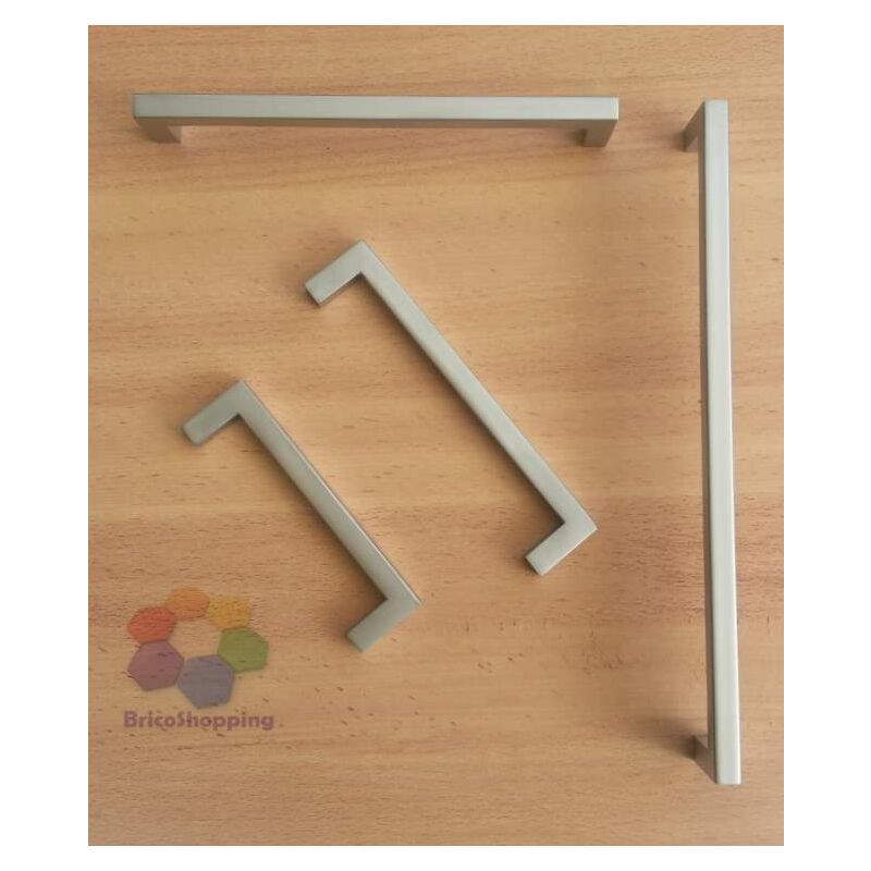 Image of Maniglia per mobili maniglie manigliette quadrate acciaio lucido satinato 96 12 colore: cromo lucido taglia: 128mm