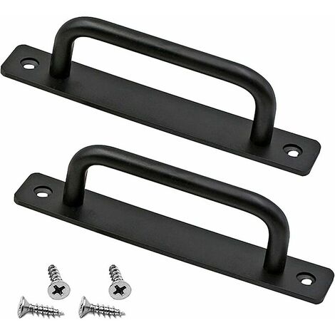 Maniglia per Porta, 2 Pezzi Maniglia per Porta Fienile per Impieghi Pesanti Maniglia per Porta Scorrevole con Bracciolo per Mobili in Lega di Alluminio del Pannello Posteriore, Nero, 148cm-
