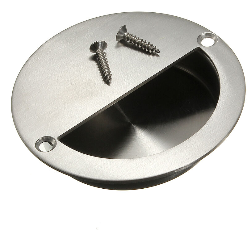 Image of Drillpro - Maniglia per porta circolare da incasso a filo sus tipo coperto in acciaio inossidabile con 2 viti lavente