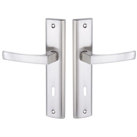 Maniglia per porta con piastra lunga Aria Key 72 Satin Modern Solid