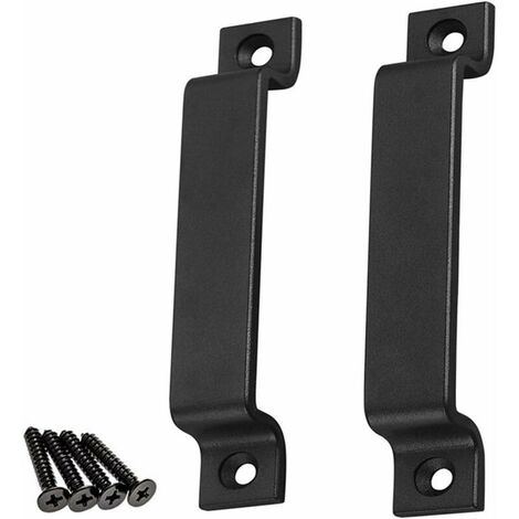 Maniglia per porta del fienile, 2 maniglie per porta del fienile per porta in legno, per cancello/capannone, mobili da cucina, maniglie per porte, armadio, cassetto, mobili per camera da letto, nero