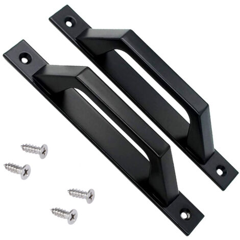 Maniglia per porta del fienile da 20 cm, maniglia per mobile in lega di alluminio, confezione da 2, adatta per cancelli, garage, mobili (D nero)