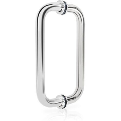 Maniglia per porta doccia - adatta per uffici, hotel, ristoranti, ecc. - 25 x 330 mm, 1 set, argento