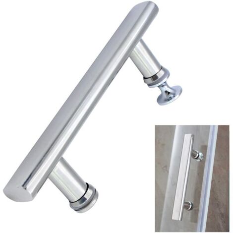 Maniglia per porta doccia, interasse 145 mm, acciaio inox, pezzo di ricambio per porta doccia in vetro, pomolo argentato.