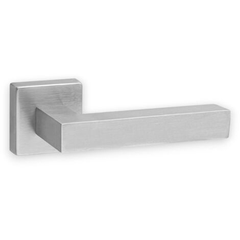Maniglia per porta in acciaio inox satinato design elegante moderno con rosetta e bocchetta Austria